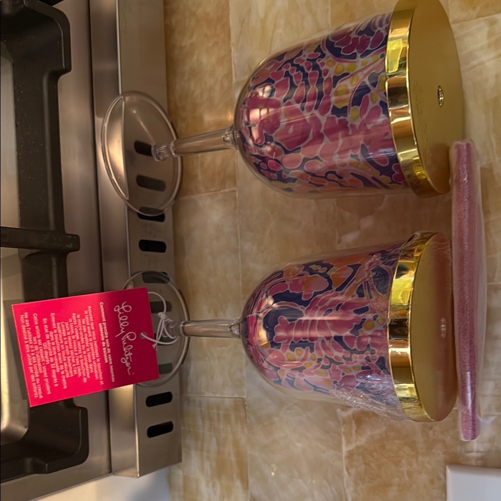 Lilly Pulitzer Pink and Gold Candle Holders